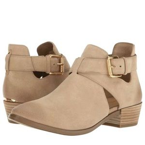 Michael Kors Mercer cutout suede ankle booties